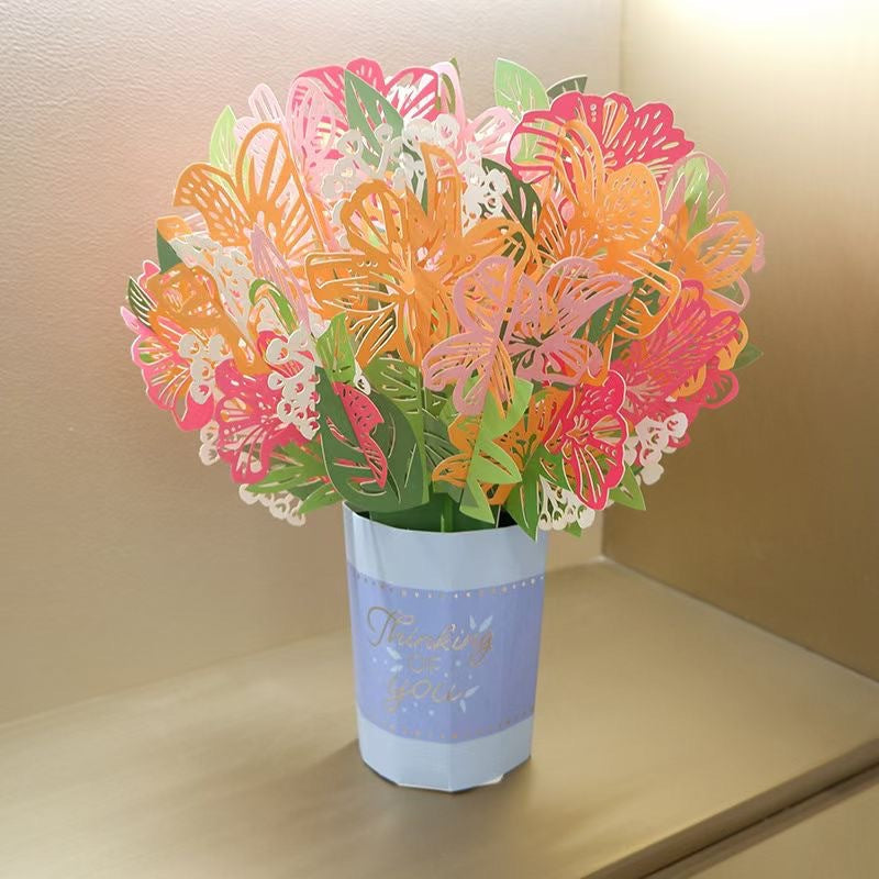 Flower Bouquet-3D Paper Flower Greeting Card