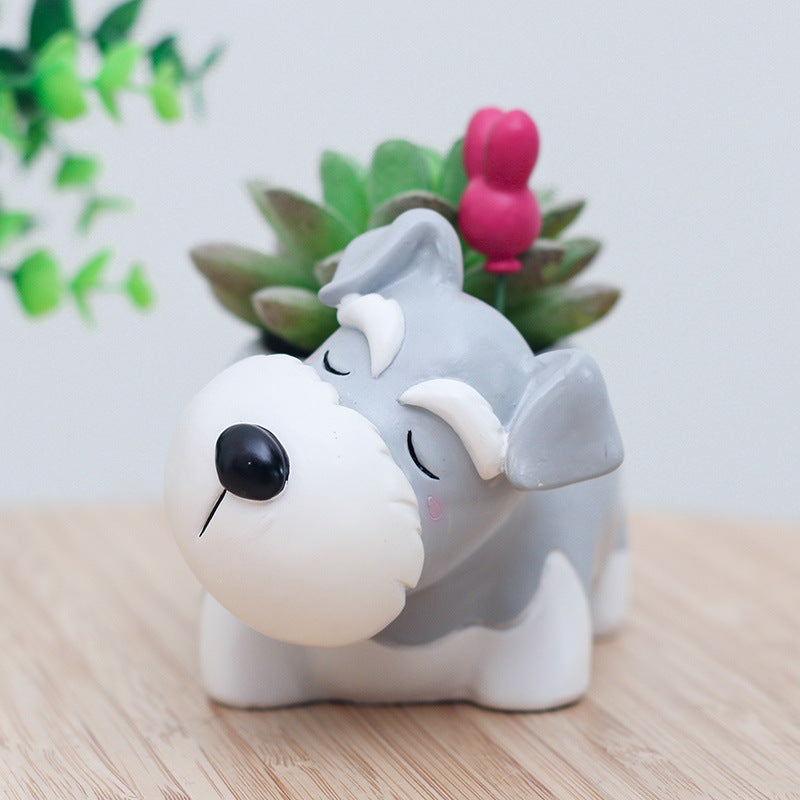 Creative cartoon dog flower resin vase